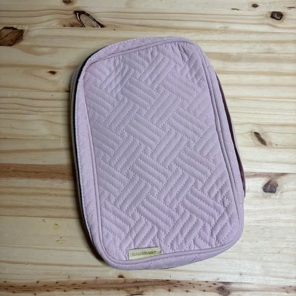 Bagsmart Womens Jewelry Case Organizer Travel Pink Blush Quilted Zip Around